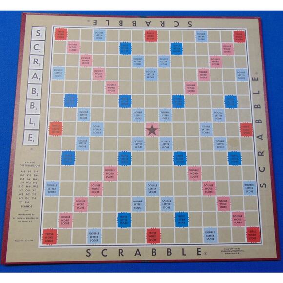 Scrabble Vintage 1953 Selchow & Righter Crossword Board Game Complete 100 Tiles - Picture 8 of 14
